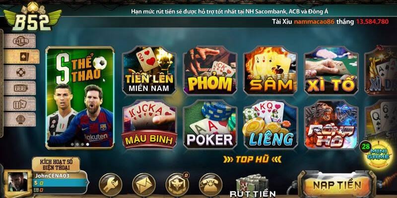 B52 Club mang đến đa dạng sảnh game cá cược